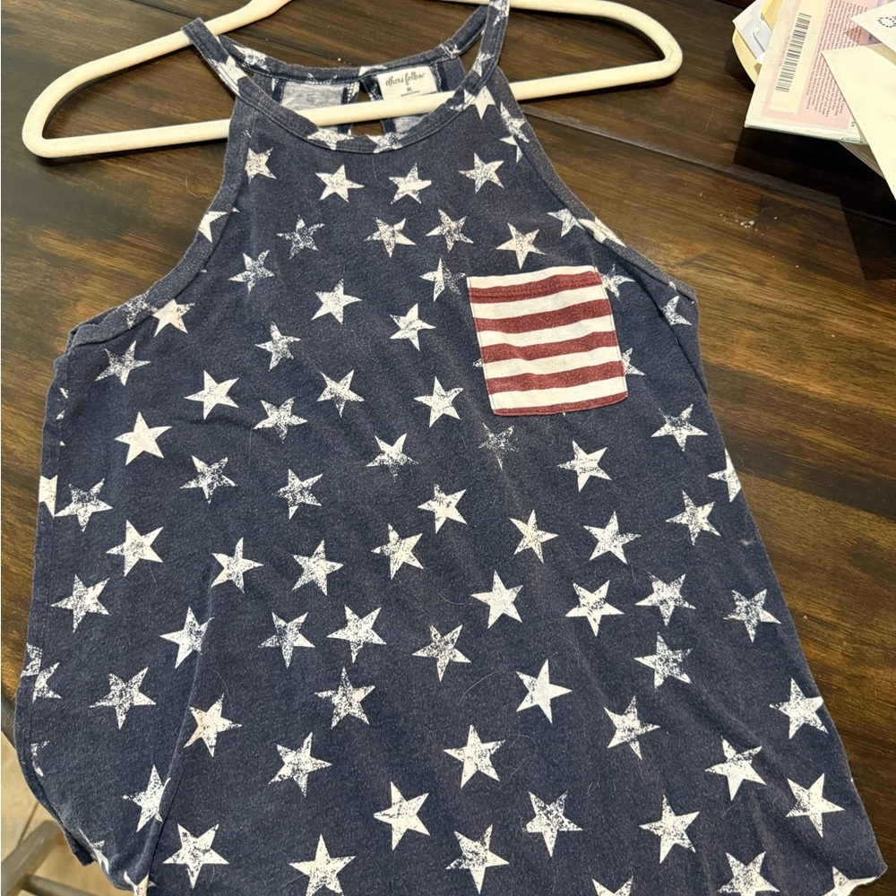 Others Follow Navy Star Tank Top